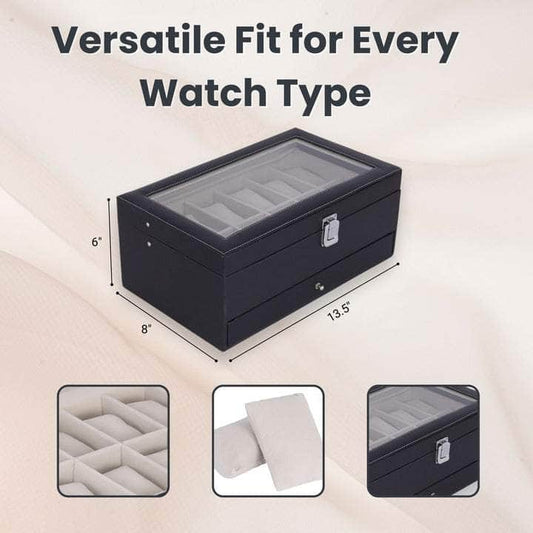 Folk Creations 12 Slots Watch Storage Box with Additional Drawer for Storage free shipping india-cash on delivery