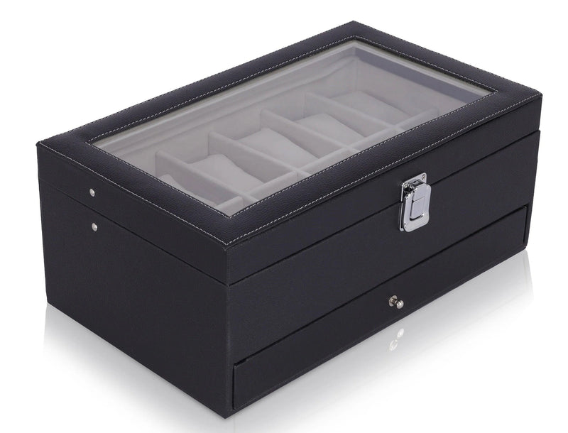 Folk Creations 12 Slots Watch Storage Box with additional Drawer for Storage free shipping india-cash on delivery