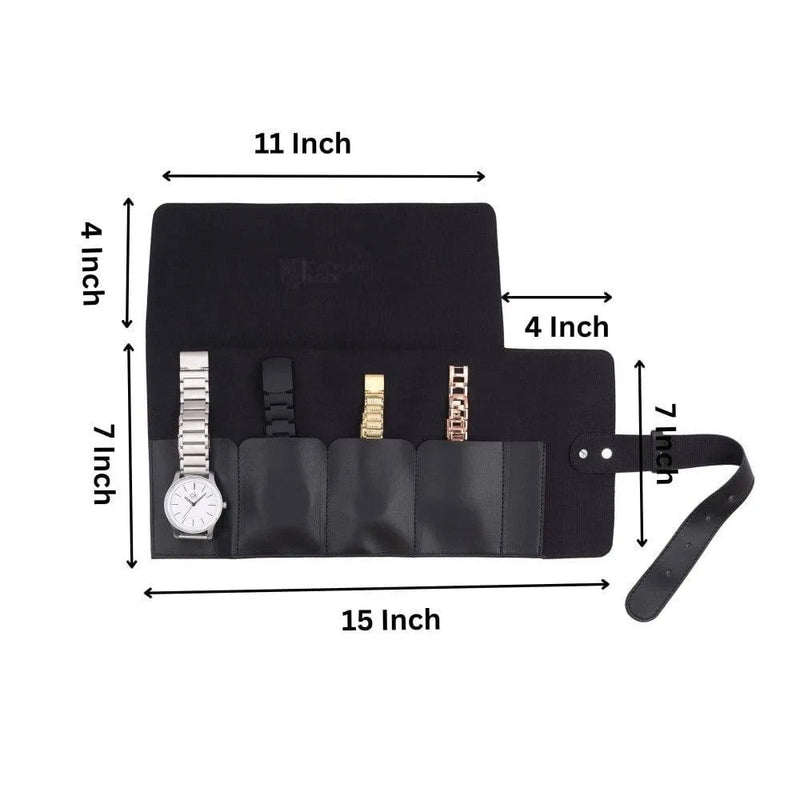 Folk Creations Watch Accessories 4-Slots Watch Roll-Up Travel Case free shipping india-cash on delivery