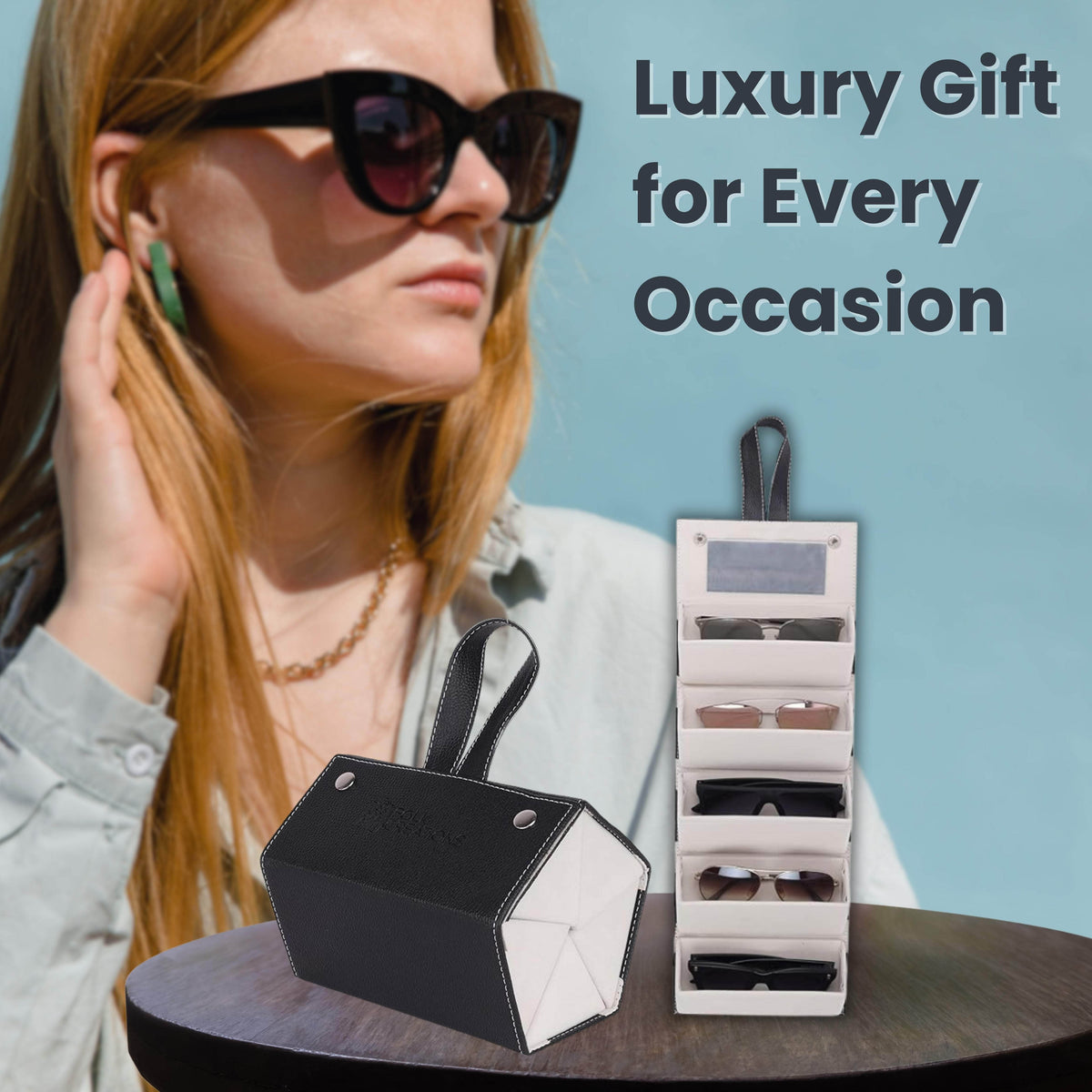 Folk Creations Sunglasses Organizer 5 Slot Multipurpose Sunglasses Organizer Case With Mirror sunglasses-organizer-5-slots free shipping india-cash on delivery