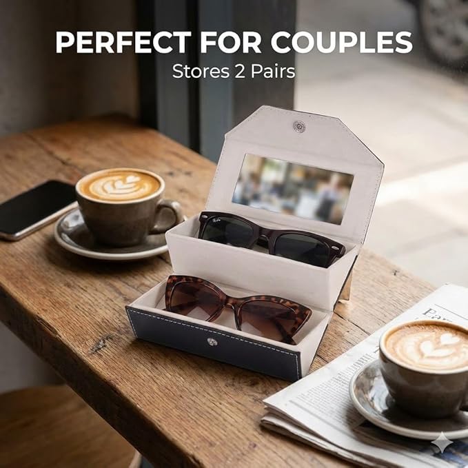 Sunglass Organizer Case with Mirror