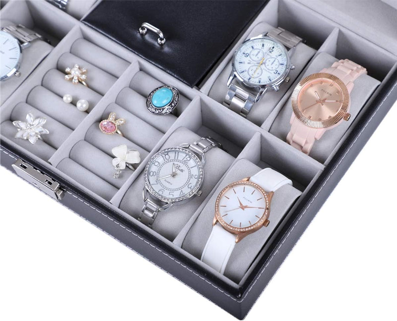 Folk Creations Watch Accessories 8 Slot Multipurpose Watch & Jewellery Organizer Box with Mirror 8-slot-watch-jewelery-box-mirror