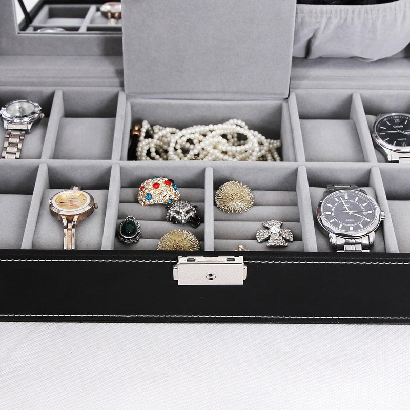 Folk Creations Watch Accessories 8 Slot Multipurpose Watch & Jewellery Organizer Box with Mirror 8-slot-watch-jewelery-box-mirror