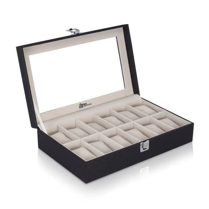Folk Creations Watch Accessories 12 Slots / Black Premium Watch Box Organizer – Luxury Storage for Watch Collections watch-organizer-12-slots-black free shipping india-cash on delivery