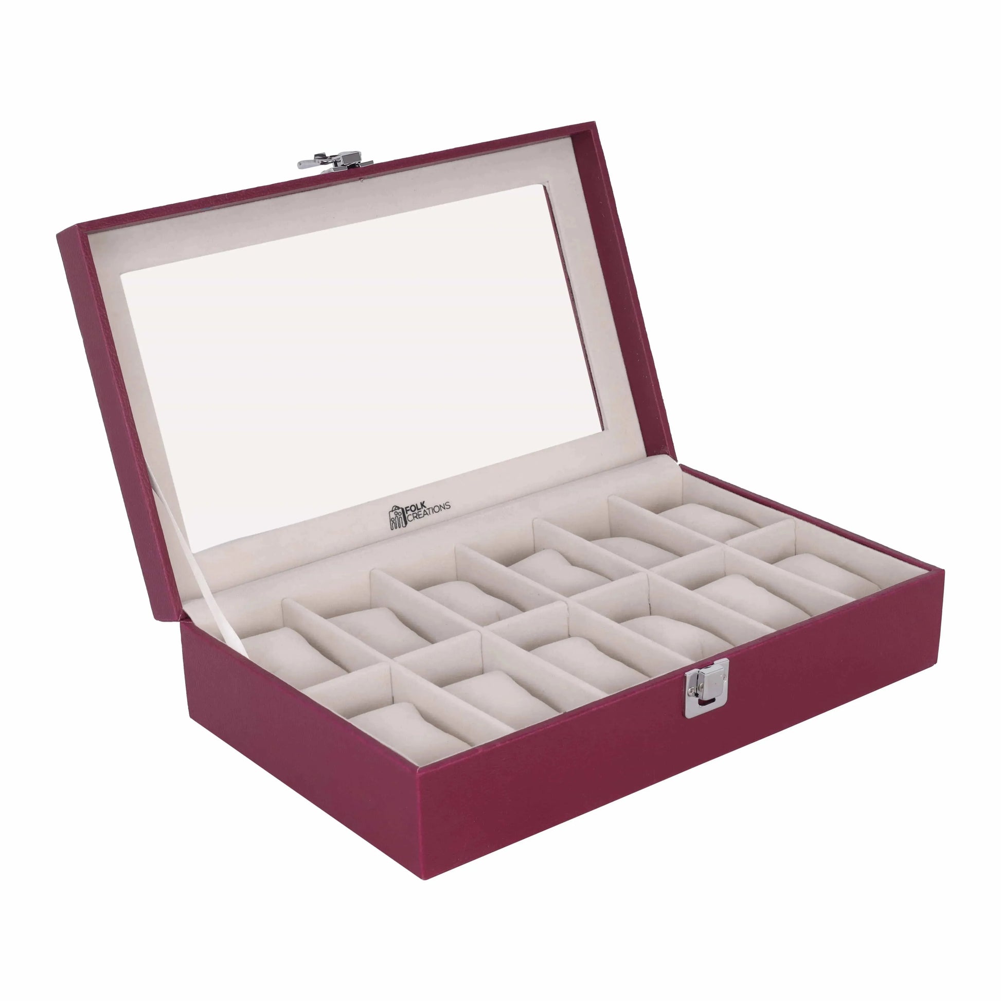 Folk Creations Watch Accessories 12 Slots / Wine Premium Watch Box Organizer – Luxury Storage for Watch Collections watch-organizer-12-slots-wine free shipping india-cash on delivery