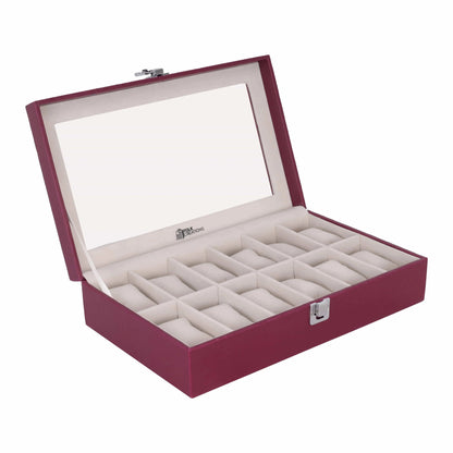 Folk Creations Watch Accessories 12 Slots / Wine Premium Watch Box Organizer – Luxury Storage for Watch Collections watch-organizer-12-slots-wine free shipping india-cash on delivery