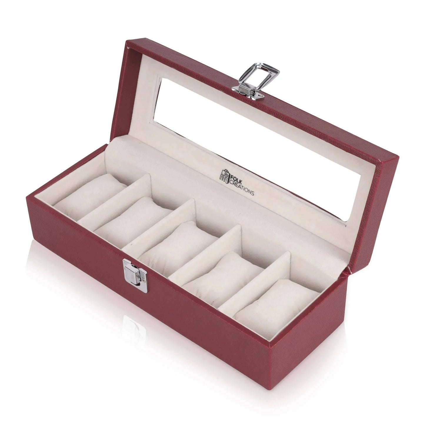 Folk Creations Watch Accessories 5 Slots / Wine Premium Watch Box Organizer – Luxury Storage for Watch Collections watch-organizer-5-slots-wine free shipping india-cash on delivery