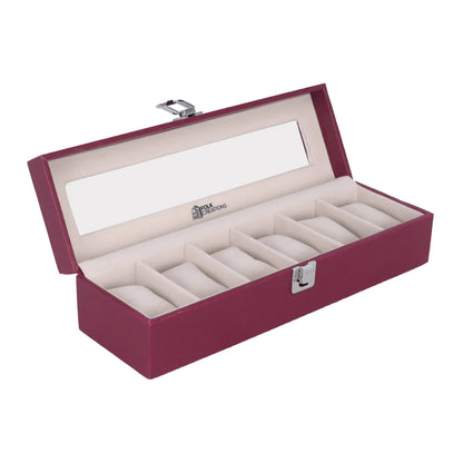 Folk Creations Watch Accessories 6 Slots / Wine Premium Watch Box Organizer – Luxury Storage for Watch Collections watch-organizer-6-slots-wine free shipping india-cash on delivery
