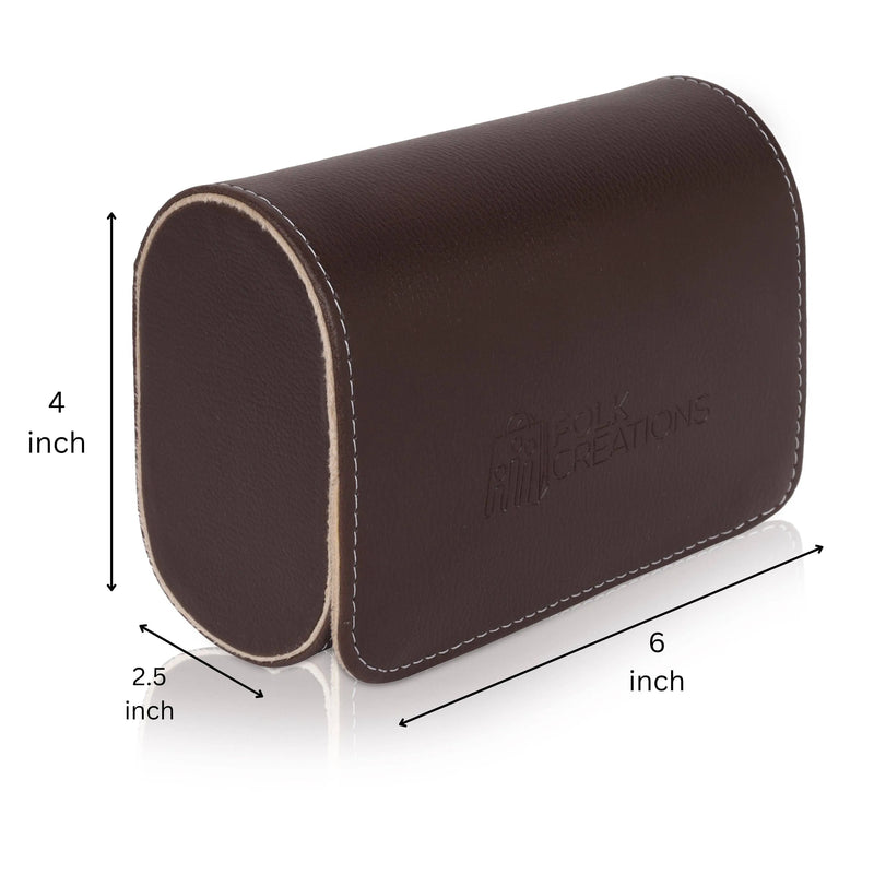 Folk Creations 2 Slot / Espresso Brown Watch Roll Travel Case Organizer 2-watch-roll-case-brown free shipping india-cash on delivery